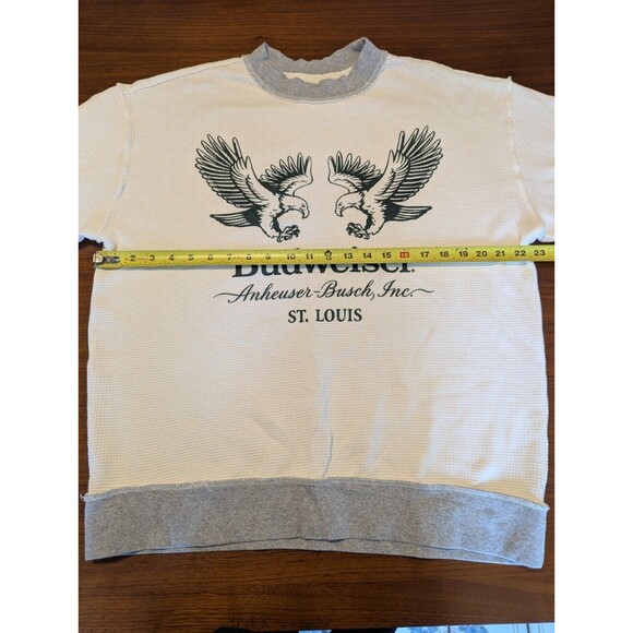 Pacsun X Budweiserb Women's Cream and Grey Waffle Sweatshirt Size Medium - Picture 5 of 7